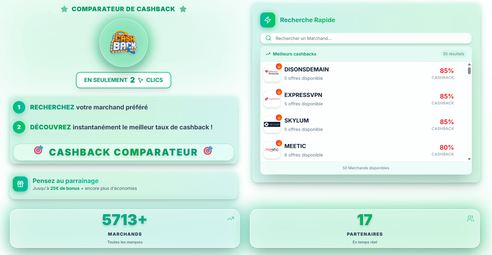 Comparateur de Cashback